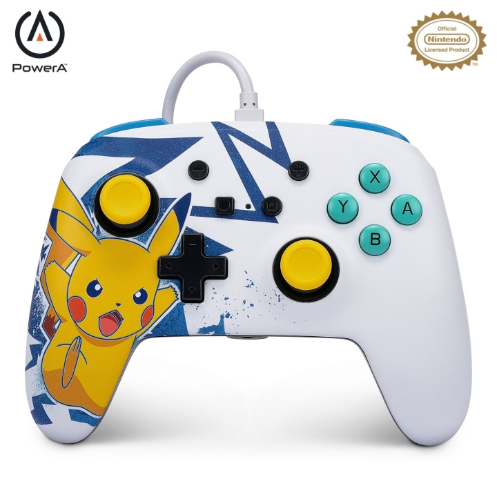 PowerA NSW ENH bedrade controller - Pikachu hoogspanning / Nintendo Switch in de groep HOME ELECTRONICS / Spelconsoles en accessoires / Nintendo Switch / Accessoires bij TP E-commerce Nordic AB (C85477)