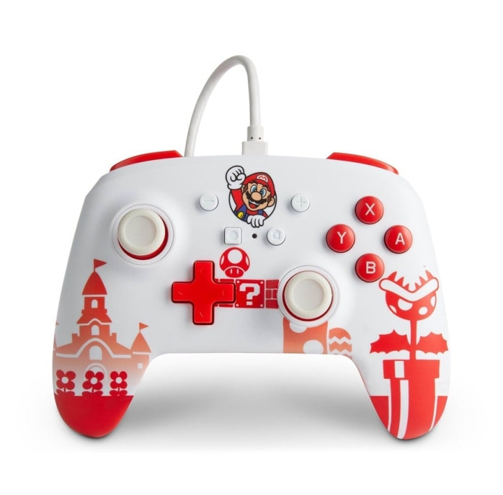 PowerA Verbeterde Bedrade Controller voor Nintendo Switch - Mario Rood/Wit in de groep HOME ELECTRONICS / Spelconsoles en accessoires / Nintendo Switch / Accessoires bij TP E-commerce Nordic AB (C85485)