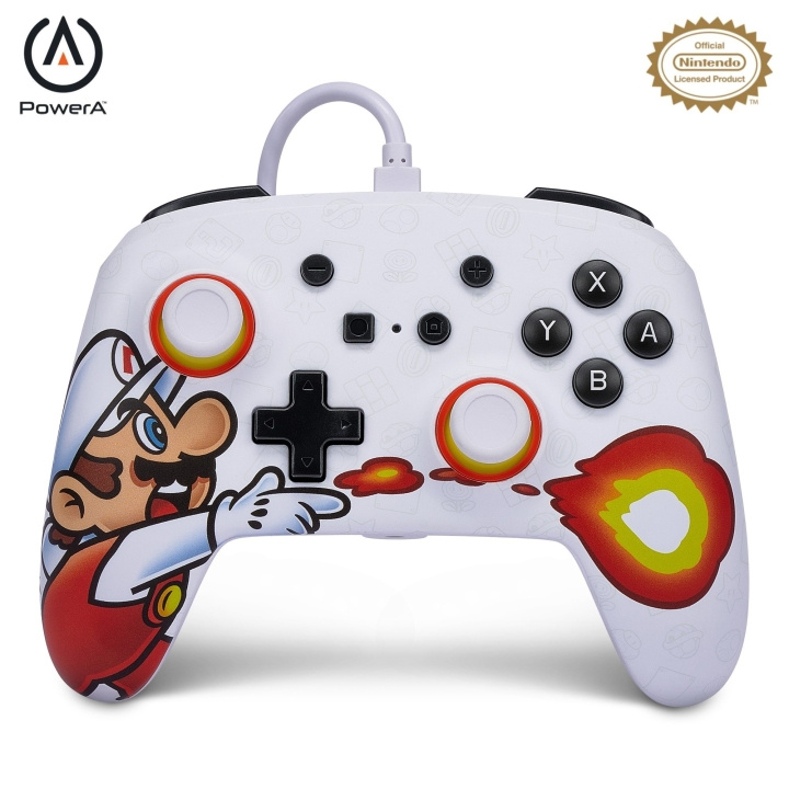 PowerA Verbeterde bedrade controller voor Nintendo Switch - Fireball Mario in de groep HOME ELECTRONICS / Spelconsoles en accessoires / Nintendo Switch / Accessoires bij TP E-commerce Nordic AB (C85692)