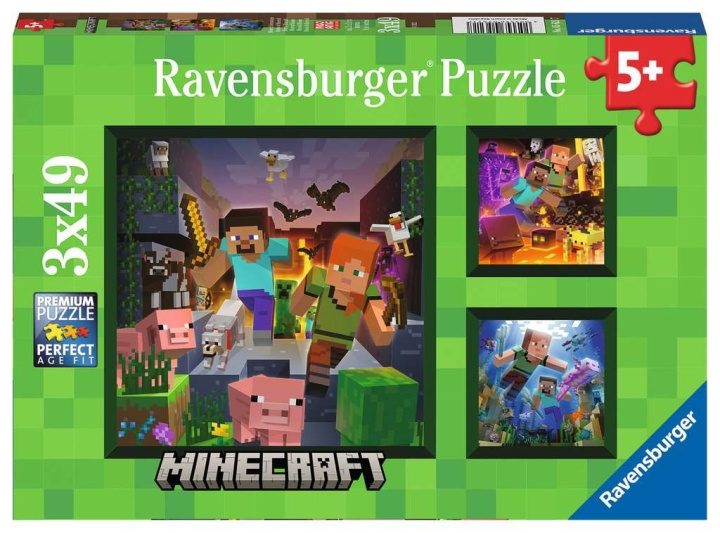 Ravensburger Minecraft Biomes 3x49p - (10105621) in de groep SPEELGOED, KINDER- & BABYPRODUCTEN / Speelgoed / Kinderpuzzel bij TP E-commerce Nordic AB (C85696)