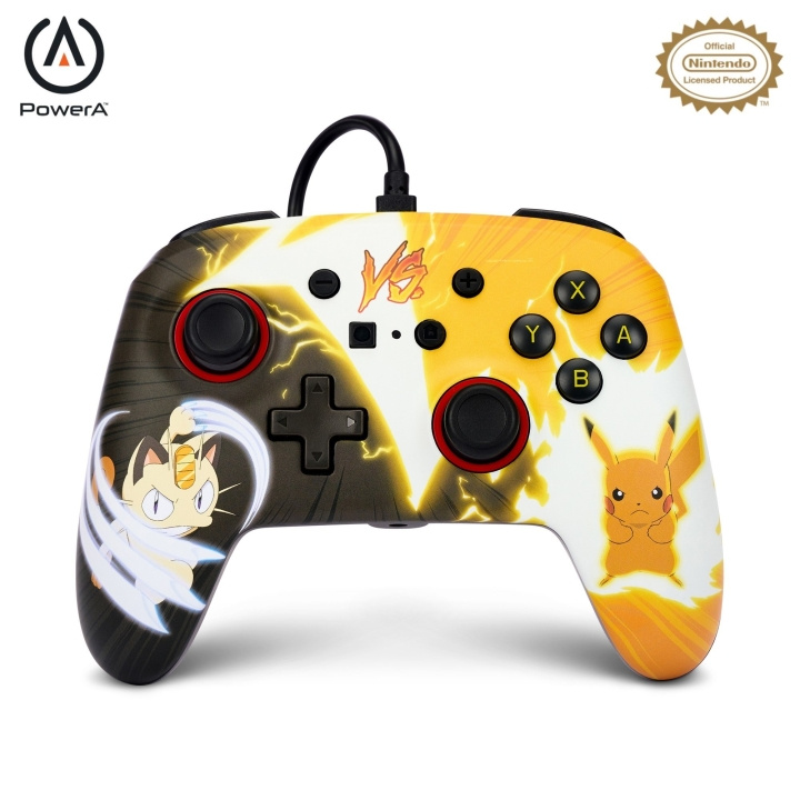 PowerA Verbeterde bedrade controller - Nintendo Switch - Pikachu vs. Meowth in de groep HOME ELECTRONICS / Spelconsoles en accessoires / Nintendo Switch / Accessoires bij TP E-commerce Nordic AB (C86202)
