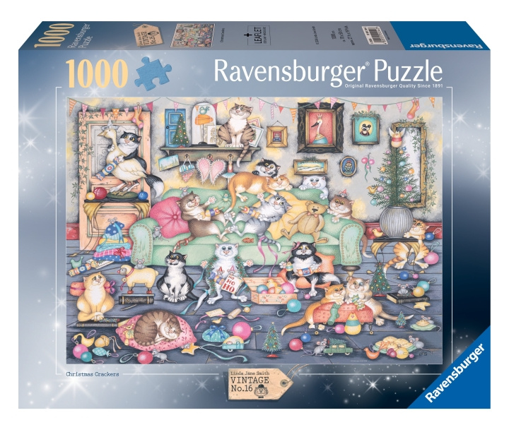 Ravensburger Puzzel Crazy Cats Christmas Crackers 1000p (12001244) in de groep SPORT, VRIJE TIJD & HOBBY / Hobby / Puzzel bij TP E-commerce Nordic AB (C86599)