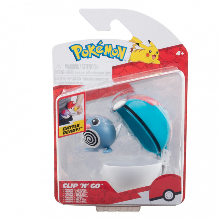 Pokémon Clip N Go - Poliwag en lokbal (PKW3626) in de groep SPEELGOED, KINDER- & BABYPRODUCTEN / Speelgoed / Figuren, Miniaturen & accessoires bij TP E-commerce Nordic AB (C86732)