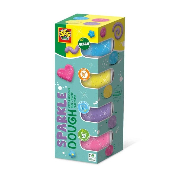 SES Creative Deeg - Feel Good Sparkle 4x90gr - (S00515) in de groep SPEELGOED, KINDER- & BABYPRODUCTEN / Speelgoed / Speelklei, speelzand en accessoires bij TP E-commerce Nordic AB (C88056)