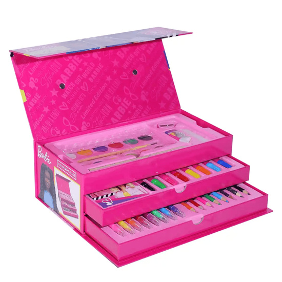 Kleurkoffer - BARBIE - set 52st in papieren gereedschapskoffer met handvat in de groep SPEELGOED, KINDER- & BABYPRODUCTEN / Speelgoed / Tekenen & Tellen bij TP E-commerce Nordic AB (C88792)