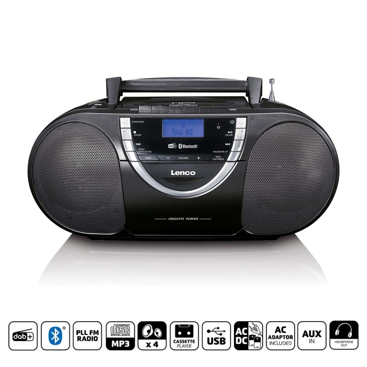 Lenco Draagbare DAB+ en FM-radio met CD-cassette en Bluetooth® Zwart in de groep HOME ELECTRONICS / Audio & Beeld / Thuisbioscoop, Hifi en Draagbaar / Radio & Wekkers / Draadloze audiozender bij TP E-commerce Nordic AB (C90755)