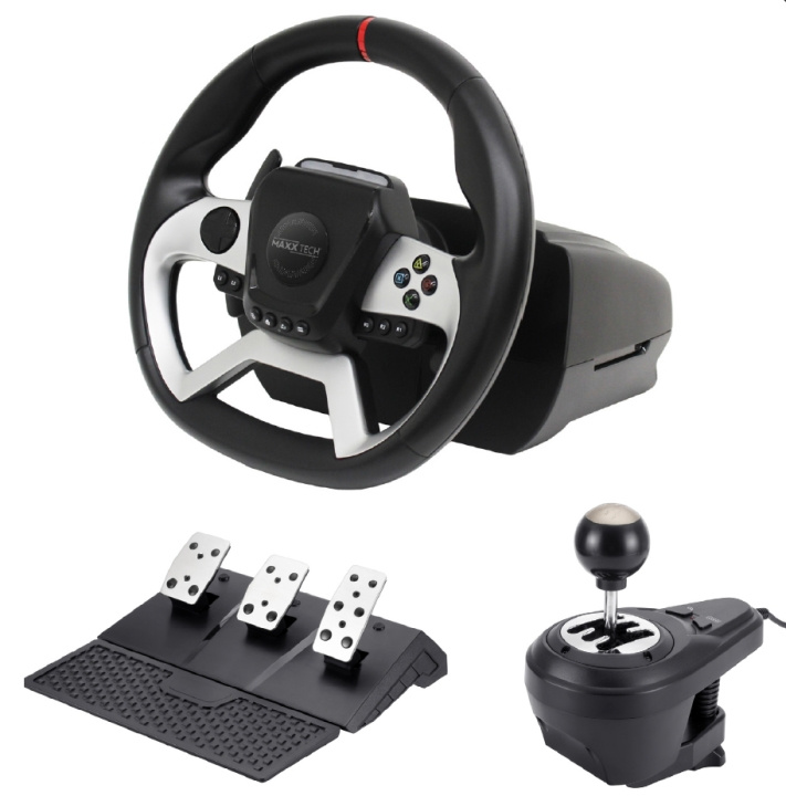 Maxx Tech Pro FF Racing Wheel Kit (Stuur, 3-pedaalset & versnellingspook) - PS4/PC/ XBOX in de groep COMPUTERS & RANDAPPARATUUR / GAMING / Stuurwielen en joysticks bij TP E-commerce Nordic AB (C93140)