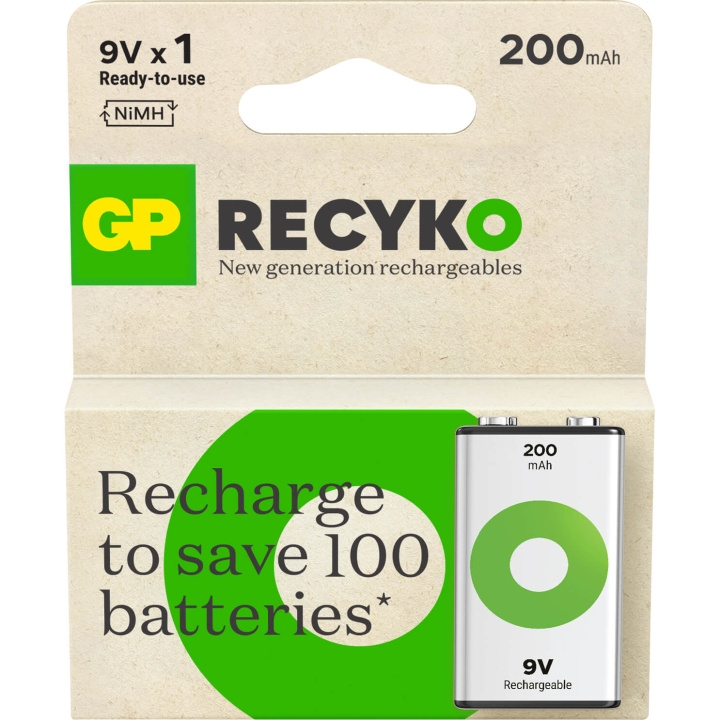 GP Batteri Recyko NiMH 9V 200mAh 1-Pack in de groep HOME ELECTRONICS / Batterijen & Opladers / Batterijen / Knoopcel bij TP E-commerce Nordic AB (C99554)