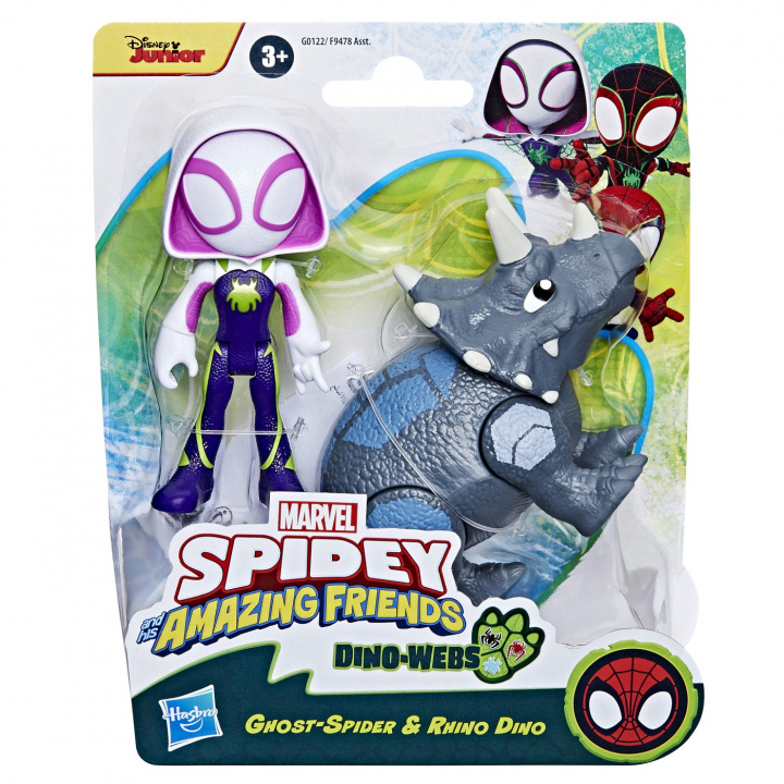 Spidey and His Amazing Friends Hero Dino Webs - Ghost-Spider & Rhino Dino in de groep SPEELGOED, KINDER- & BABYPRODUCTEN / Speelgoed / Figuren, Miniaturen & accessoires bij TP E-commerce Nordic AB (D02298)