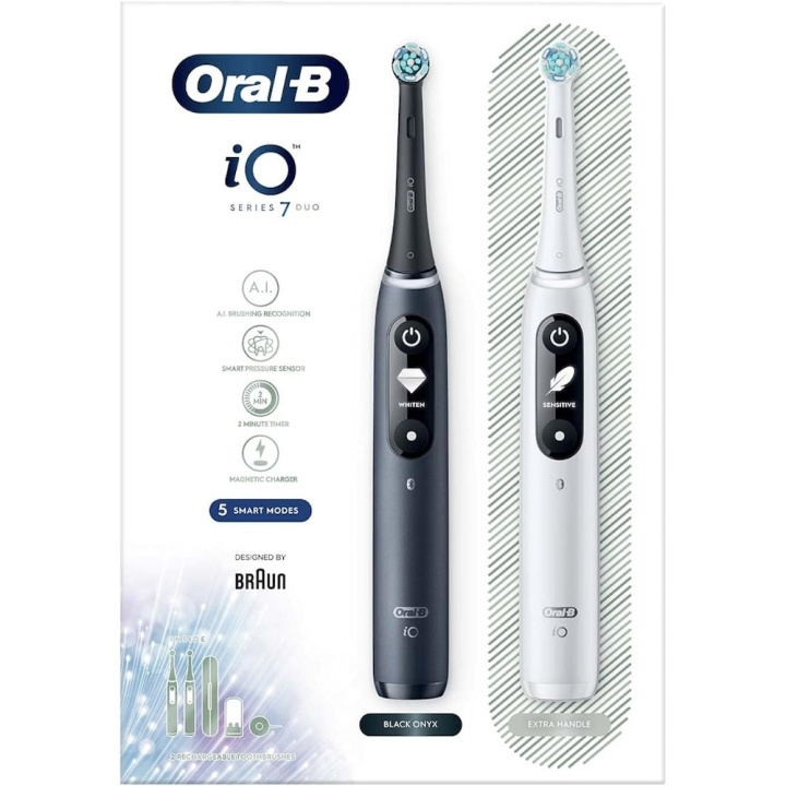 Oral B iO Series 7 Duo Electric Toothbrush, Black & White in de groep BEAUTY & HEALTH / Mondverzorging / Elektrische tandenborstels bij TP E-commerce Nordic AB (D10468)