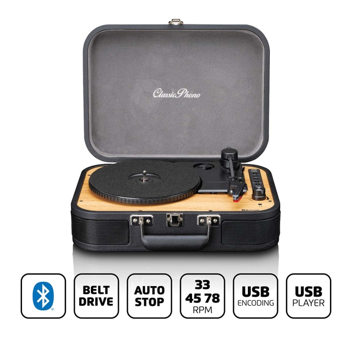 Lenco Retro Bluetooth® platenspeler met ingebouwde luidsprekers Zwart in de groep HOME ELECTRONICS / Audio & Beeld / Thuisbioscoop, Hifi en Draagbaar / Compacte stereo- en platenspelers bij TP E-commerce Nordic AB (D11442)