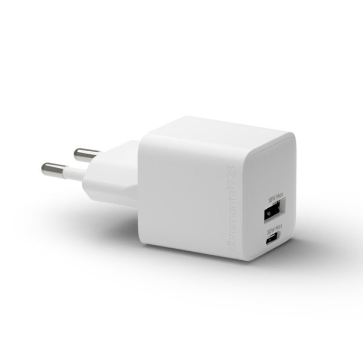 dbramante1928 Herladen - Wandlader GaN - USB-C+USB-A 30W+18W EU - Wit in de groep SMARTPHONE & TABLETS / Opladers & Kabels / Wandoplader / Wandoplader Type C bij TP E-commerce Nordic AB (D12823)