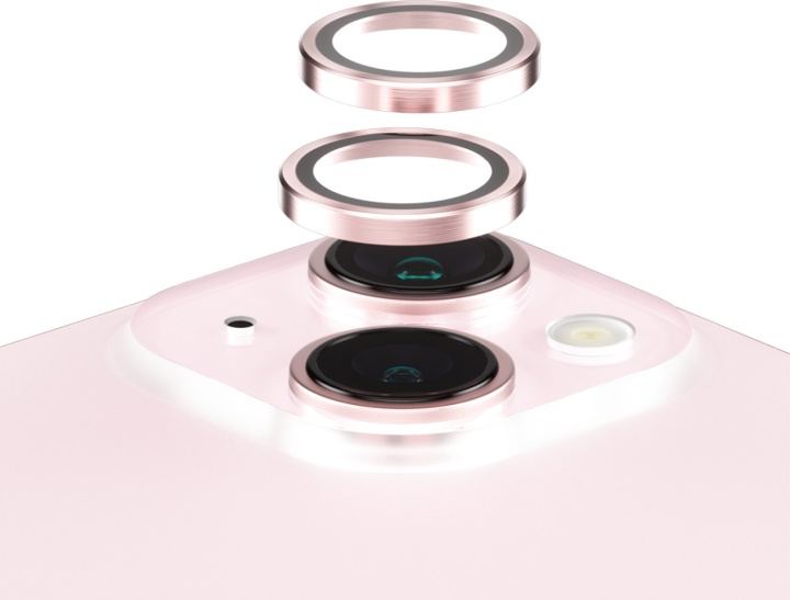 PanzerGlass Hoepels camera lens cover, iPhone 15 / 15 Plus, roze in de groep SMARTPHONE & TABLETS / Mobielbescherming / Apple / iPhone 15 bij TP E-commerce Nordic AB (D13486)