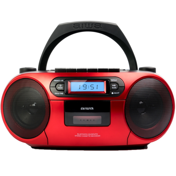 AIWA Kassettradio CD/FM-radio/Kassettband/USB/BT Röd in de groep HOME ELECTRONICS / Audio & Beeld / Thuisbioscoop, Hifi en Draagbaar / Compacte stereo- en platenspelers bij TP E-commerce Nordic AB (D13563)