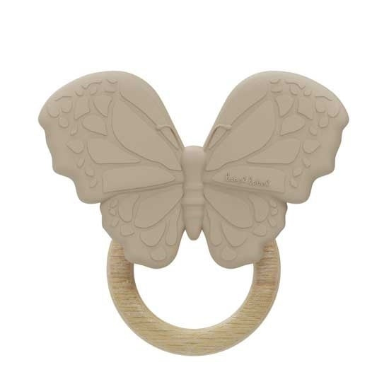 Label Label Siliconen bijtring met vlinder Nougat in de groep SPEELGOED, KINDER- & BABYPRODUCTEN / Babygadgets / Fopspenen & Bijtringen bij TP E-commerce Nordic AB (D13743)