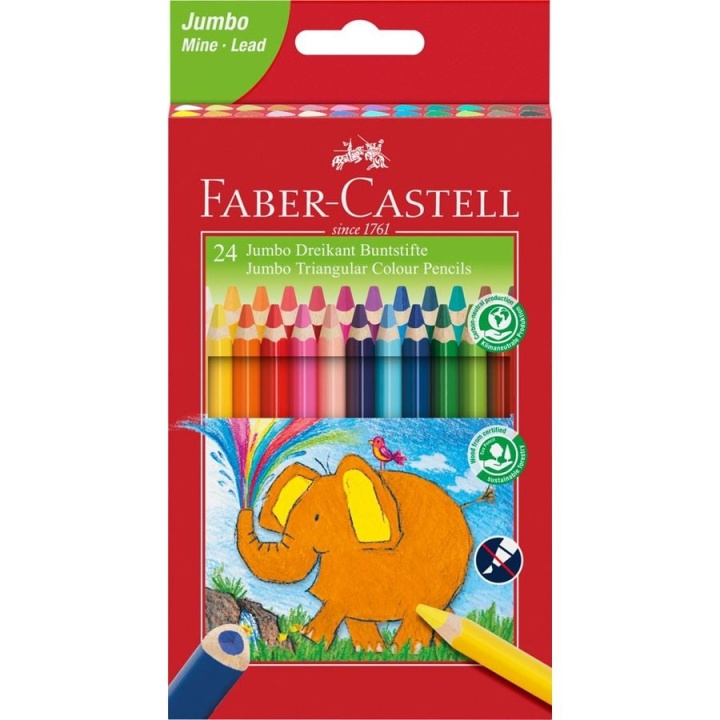 Faber-Castell Jumbo driehoekige kleurpotloden, portemonnee van 24 (116524) in de groep SPORT, VRIJE TIJD & HOBBY / Hobby / Schilderen & tekenen / Pennen, kleurpotloden en inkt bij TP E-commerce Nordic AB (D13802)
