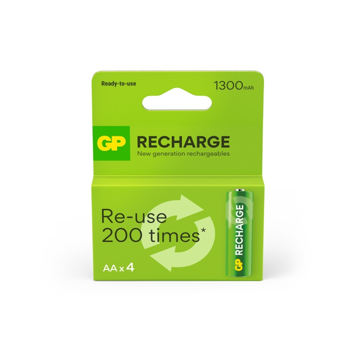GP Herlaadbare oplaadbare batterij, maat AA, 1300 mAh, 4-pack in de groep HOME ELECTRONICS / Batterijen & Opladers / Oplaadbare batterijen / AA bij TP E-commerce Nordic AB (D13830)