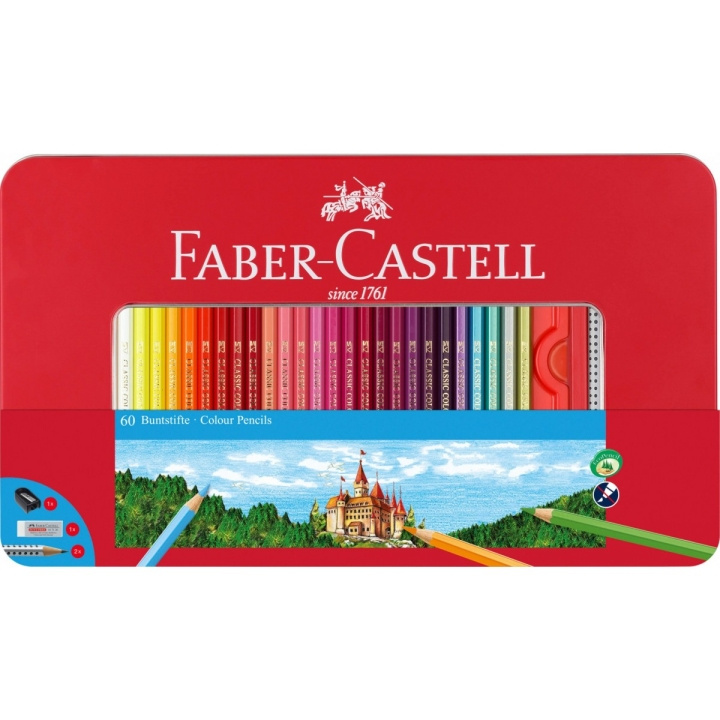 Faber-Castell Zeshoekige kleurpotloden blik van 60 (115894) in de groep SPORT, VRIJE TIJD & HOBBY / Hobby / Schilderen & tekenen / Pennen, kleurpotloden en inkt bij TP E-commerce Nordic AB (D14012)