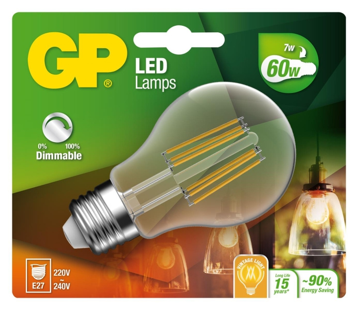 GP LED Lamp Klassiek Gloeidraad, E27, DIM, 7W (60W), 806lm in de groep HOME ELECTRONICS / Verlichting / LED-lampen bij TP E-commerce Nordic AB (D14218)