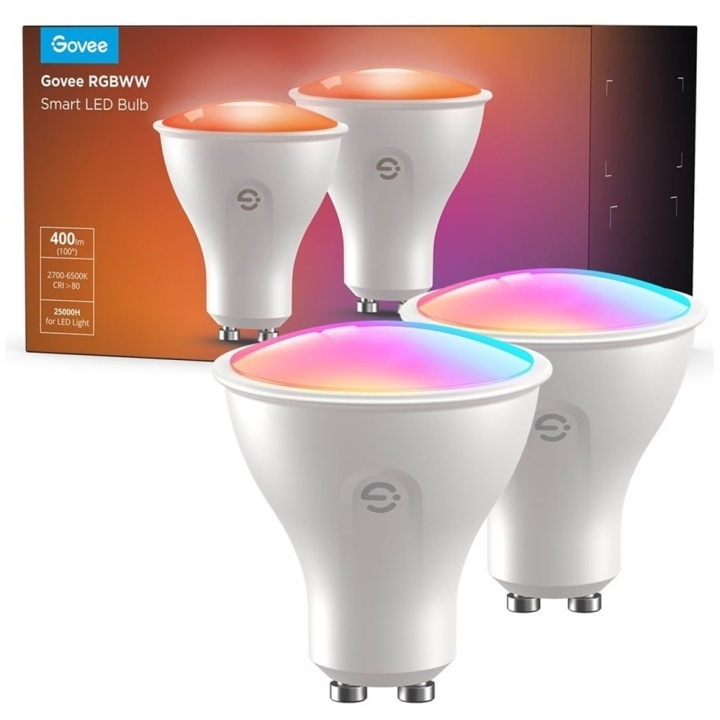Govee GU10 WiFi & BLE RGBWW lamp 400lm (2-pak) - Vergroot je verlichtingservaring in de groep HOME ELECTRONICS / Verlichting / LED-lampen bij TP E-commerce Nordic AB (D14283)