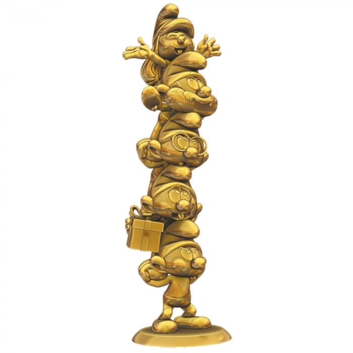 Plastoy De Smurfen Beeldje van Hars Smurfen Kolom Goud Limited Edition 50 cm in de groep SPORT, VRIJE TIJD & HOBBY / Leuke dingen / Verzamelobjecten bij TP E-commerce Nordic AB (D15035)