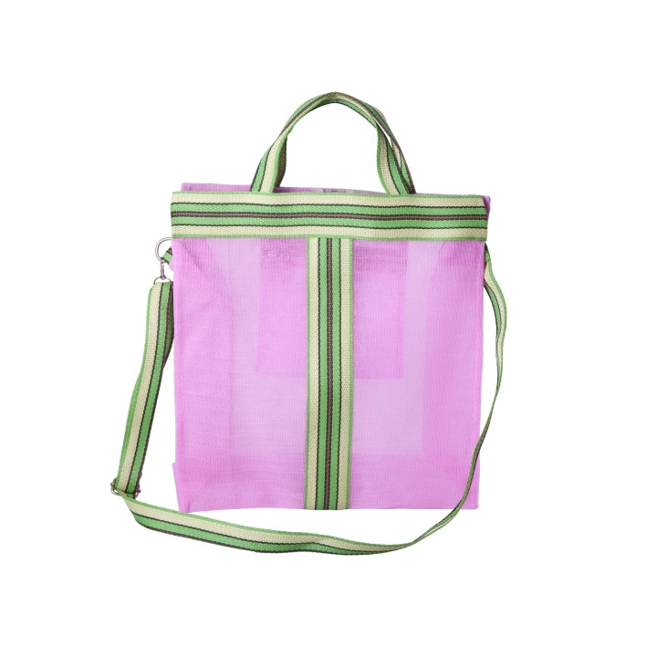 RICE Gerecycled plastic cross-over tasje roze met gestreepte randen in de groep HUISHOUDEN & TUIN / Interieur / Opslag bij TP E-commerce Nordic AB (D15234)