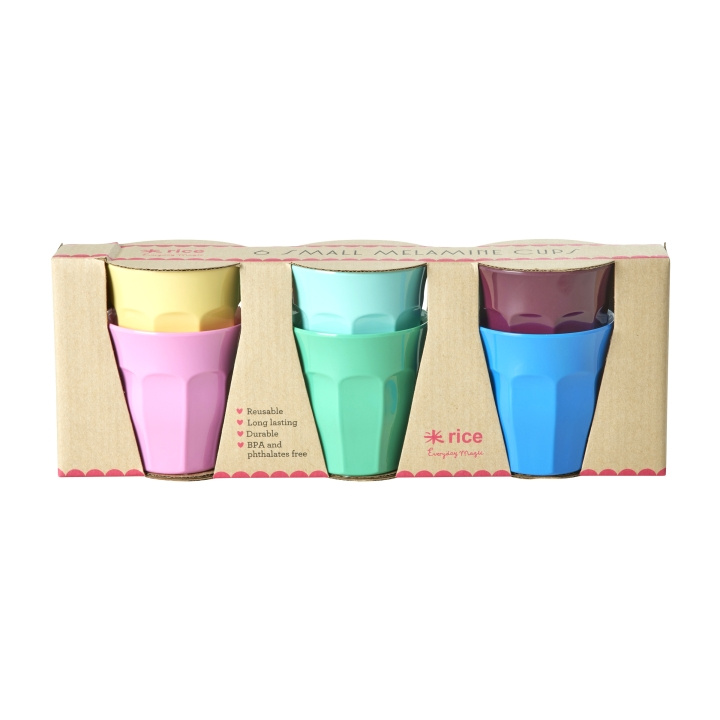 RICE Melamine bekers - Assorti Kleuren - Klein - 160 ml - 6 stuks in de groep SPORT, VRIJE TIJD & HOBBY / Leuke dingen / Bekers bij TP E-commerce Nordic AB (D15341)