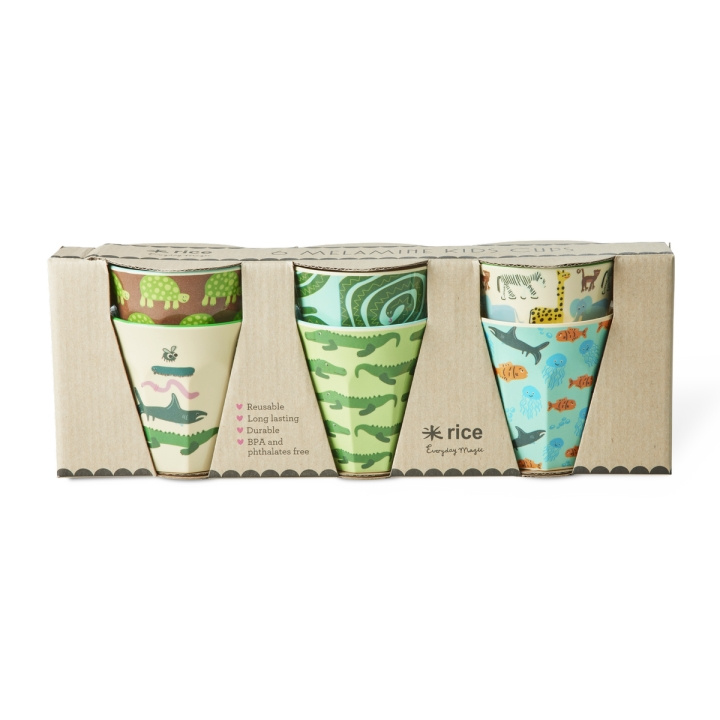 RICE Melamine Bekers met Wildlife Print - Mint - Klein in de groep SPORT, VRIJE TIJD & HOBBY / Leuke dingen / Bekers bij TP E-commerce Nordic AB (D15345)