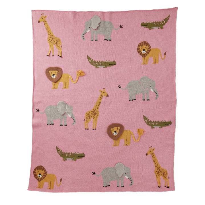 RICE Gebreide babydeken met dieren en 3D details - Roze in de groep SPEELGOED, KINDER- & BABYPRODUCTEN / Kindertextiel / Babydekens bij TP E-commerce Nordic AB (D15533)