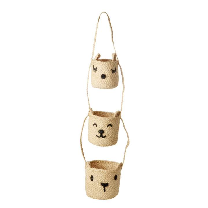 RICE Raffia 3-etage hangopberger met dierengezichten - Natuurlijk in de groep SPEELGOED, KINDER- & BABYPRODUCTEN / Kinderkamer / Opslag bij TP E-commerce Nordic AB (D15536)