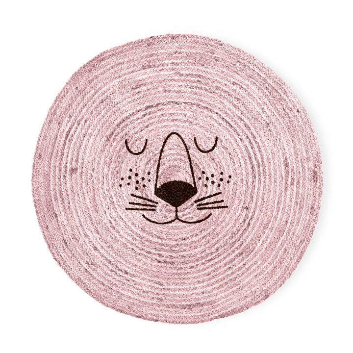RICE Jute vloermaat met leeuwengezicht - zachtroze in de groep HUISHOUDEN & TUIN / Interieur / Deurmatten bij TP E-commerce Nordic AB (D15538)