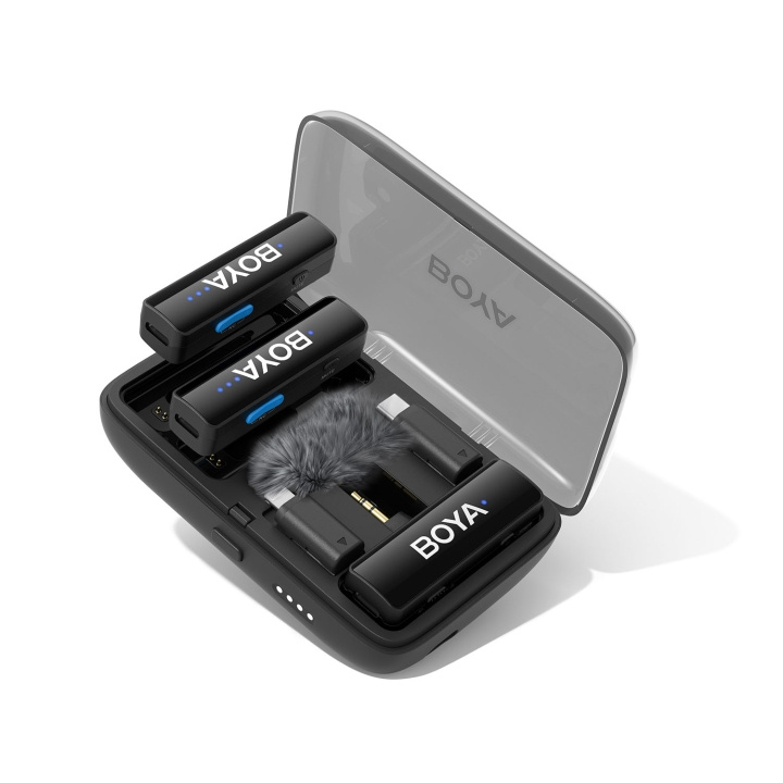 BOYA Microphone Wireless x2 System BOYALINK V2.0 3.5mm, Lightning & USB-C in de groep HOME ELECTRONICS / Audio & Beeld / Handmicrofoons bij TP E-commerce Nordic AB (D15814)