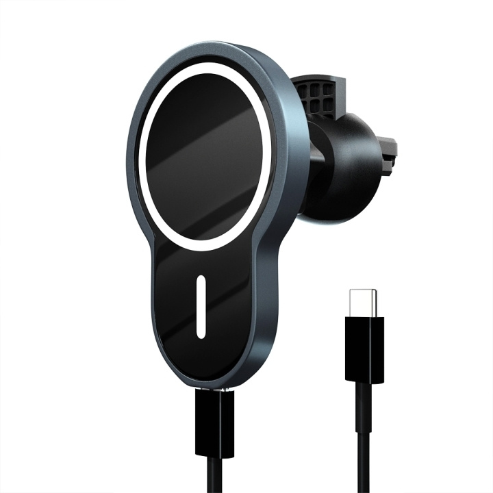 Wave magnetische Qi oplaadstandaard voor auto, zwart in de groep SMARTPHONE & TABLETS / Opladers & Kabels / Draadloze Qi-oplader bij TP E-commerce Nordic AB (D15977)
