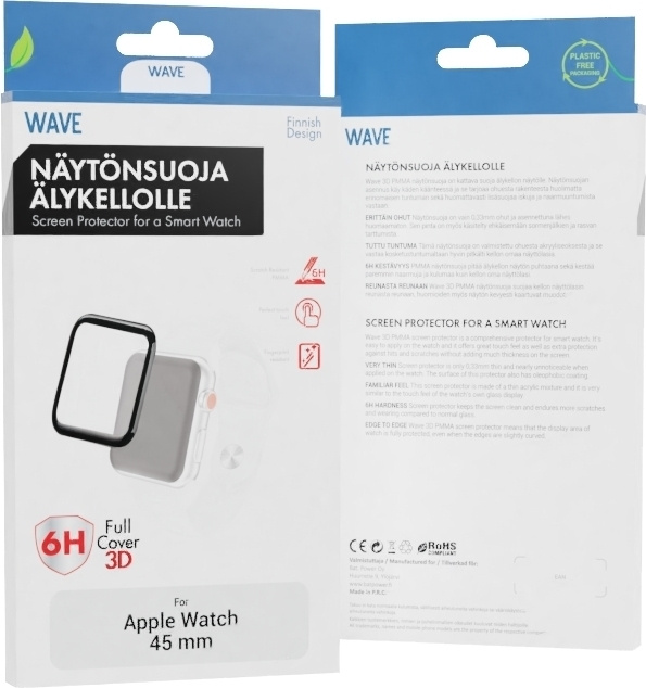 Wave 3D PMMA Screen Protector voor Apple Watch 45 mm, zwart in de groep SMARTPHONE & TABLETS / Training, thuis & vrije tijd / Apple Watch & Accessoires / Apple Watch bij TP E-commerce Nordic AB (D16000)