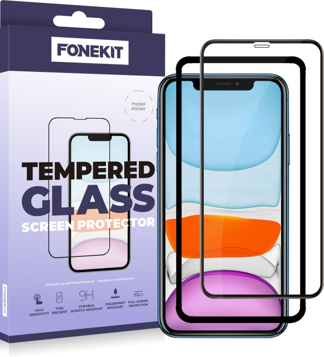 FoneKit Full Cover gepantserd glas, iPhone 11 / XR, zwart in de groep SMARTPHONE & TABLETS / Mobielbescherming / Apple / Lippenstift bij TP E-commerce Nordic AB (D16037)