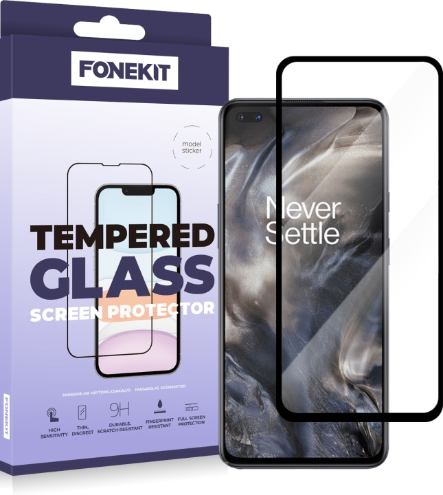 FoneKit Full Cover gepantserd glas, OnePlus Nord / Nord 2 / Nord 2T in de groep SMARTPHONE & TABLETS / Mobielbescherming / OnePlus bij TP E-commerce Nordic AB (D16043)