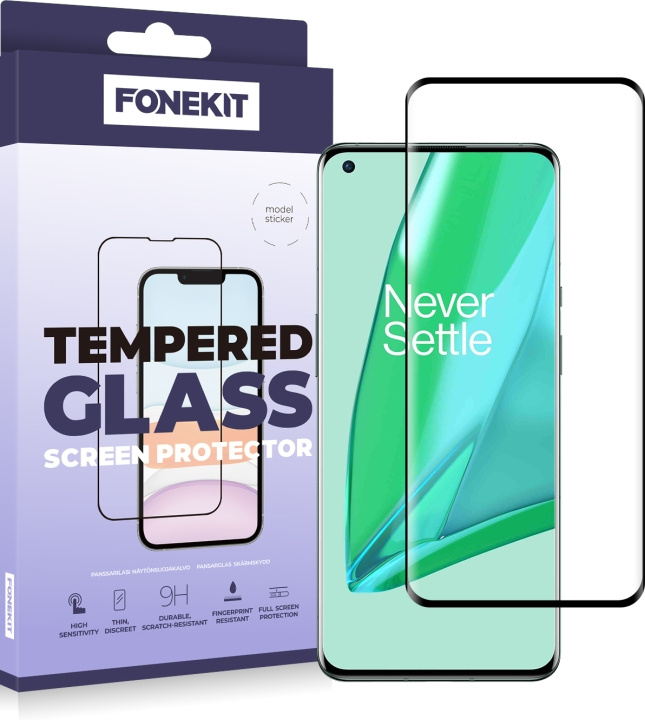 FoneKit Full Cover gepantserd glas, OnePlus 9 Pro in de groep SMARTPHONE & TABLETS / Mobielbescherming / OnePlus bij TP E-commerce Nordic AB (D16044)