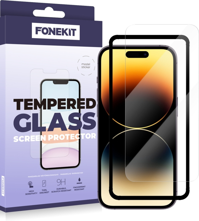FoneKit gepantserd glas, iPhone 14 Pro in de groep SMARTPHONE & TABLETS / Mobielbescherming / Apple / iPhone 14 bij TP E-commerce Nordic AB (D16050)
