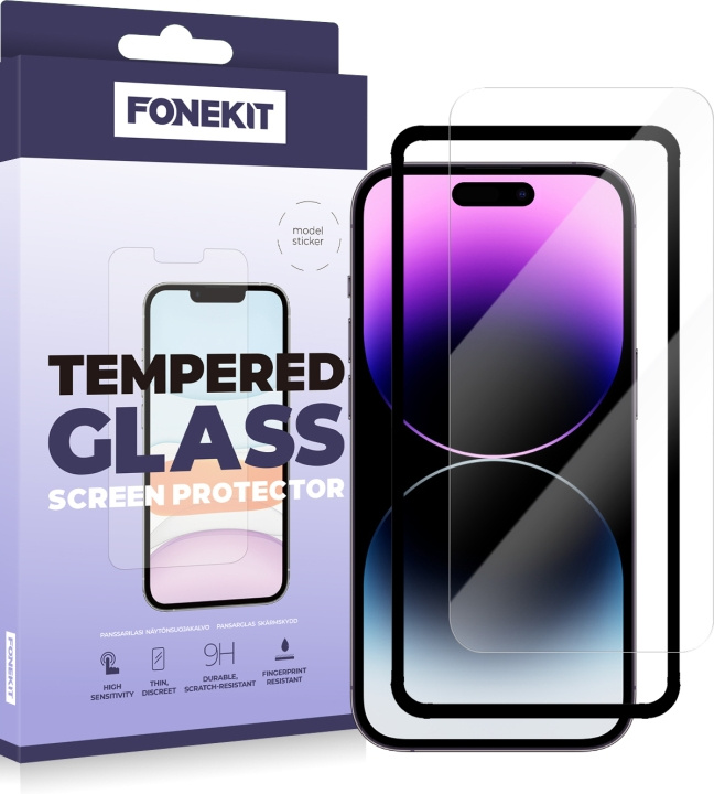 FoneKit gepantserd glas, iPhone 14 Pro Max in de groep SMARTPHONE & TABLETS / Mobielbescherming / Apple / iPhone 14 bij TP E-commerce Nordic AB (D16051)