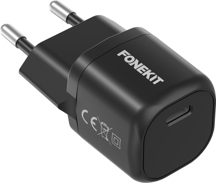 FoneKit Mini 20W netoplader, USB-C, zwart in de groep SMARTPHONE & TABLETS / Opladers & Kabels / Wandoplader / Wandoplader Type C bij TP E-commerce Nordic AB (D16153)