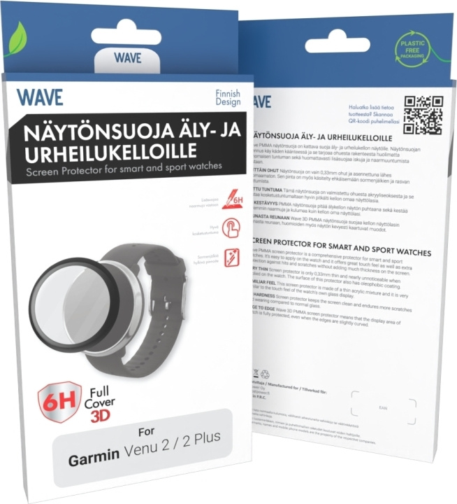 Wave 3D PMMA schermbeschermer, Garmin Venu 2 / 2 Plus, zwart in de groep SPORT, VRIJE TIJD & HOBBY / Smartwatch & Activiteitsmeters / Smartwatches bij TP E-commerce Nordic AB (D16189)