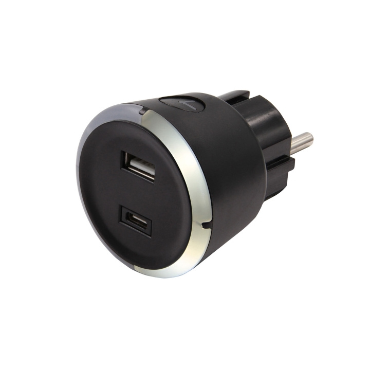 CAPiDi Säkerhetstimer USB A+C 1-4 3.4A Svart in de groep HUISHOUDEN & TUIN / Elektriciteit & Verlichting / Timers bij TP E-commerce Nordic AB (D16459)