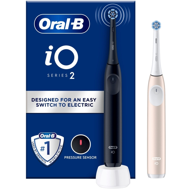 Oral B Eltandborste iO2 Series Duo Night Black / Calm Pink in de groep BEAUTY & HEALTH / Mondverzorging / Elektrische tandenborstels bij TP E-commerce Nordic AB (D16510)