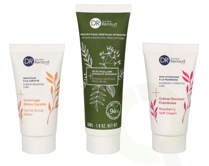 Dr. Renaud Facial Essential Trio Set 90 ml Micellar Gel 50ml/Scrub Detox 20ml/Soft Cream 20ml in de groep BEAUTY & HEALTH / Huidsverzorging / Gezicht / Dagcrème bij TP E-commerce Nordic AB (D16668)