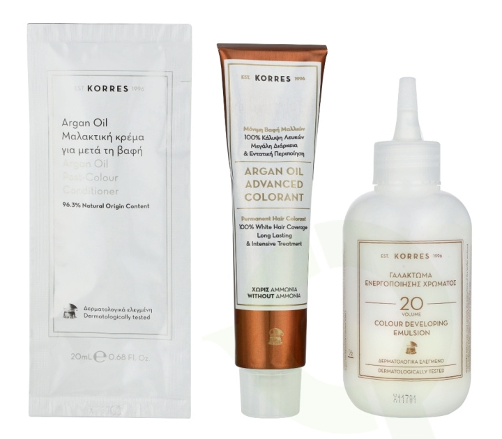 Korres Argan Oil Advanced Colorant 145 ml 77.44 Copper Blonde - Colorant 50ml/Emulsion 75ml/Conditioner 20ml in de groep BEAUTY & HEALTH / Haar & Styling / Haarverzorging / Haarverf bij TP E-commerce Nordic AB (D16675)