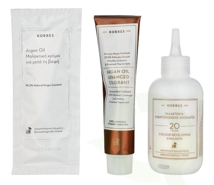 Korres Argan Oil Advanced Colorant 145 ml 7.7 Mocha - Colorant 50ml/Emulsion 75ml/Conditioner 20ml in de groep BEAUTY & HEALTH / Haar & Styling / Haarverzorging / Haarverf bij TP E-commerce Nordic AB (D16676)