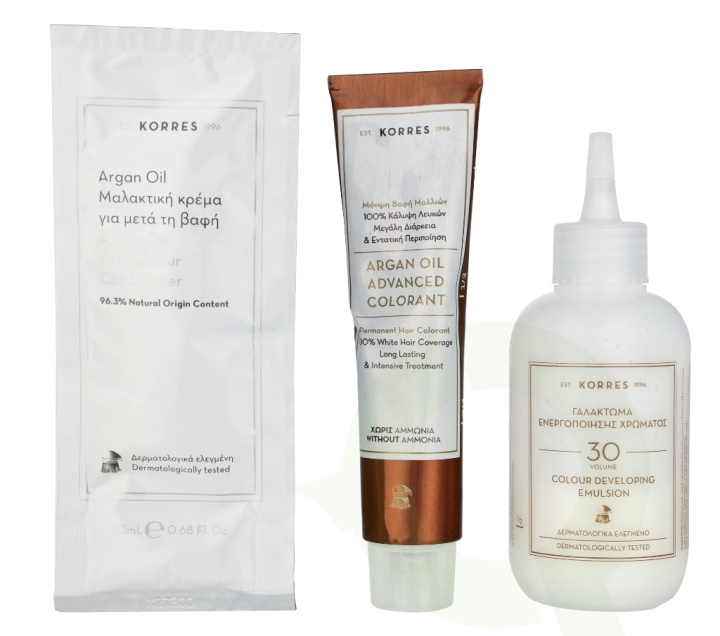 Korres Argan Oil Advanced Colorant 145 ml 10.1 Platinum Ash Blonde - Colorant 50ml/Emulsion 75ml/Conditioner 20ml in de groep BEAUTY & HEALTH / Haar & Styling / Haarverzorging / Haarverf bij TP E-commerce Nordic AB (D16677)