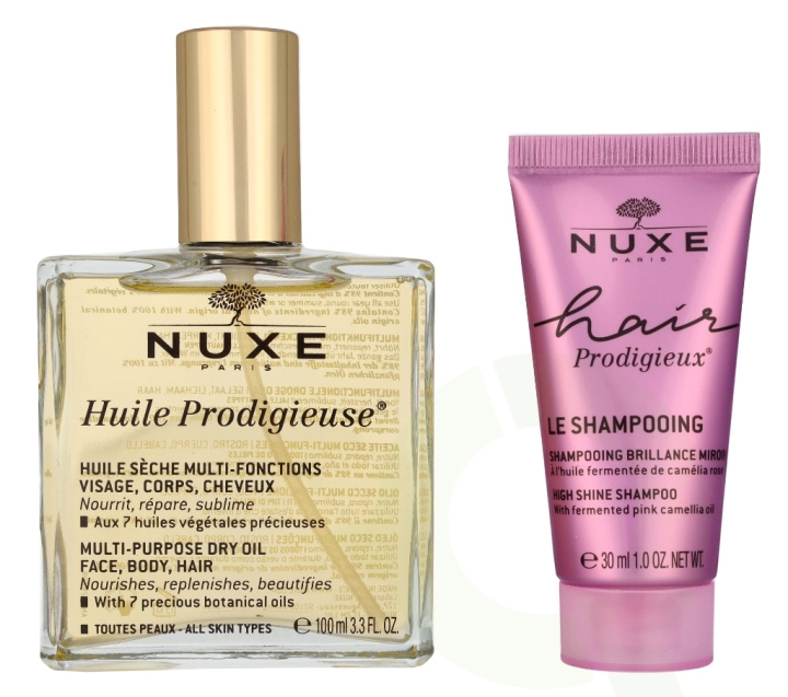 Nuxe Huile Prodigieuse Set 130 ml Huile Prodigieuse 100ml/Shampoo 30ml in de groep BEAUTY & HEALTH / Haar & Styling / Haarverzorging / Shampoo bij TP E-commerce Nordic AB (D16693)