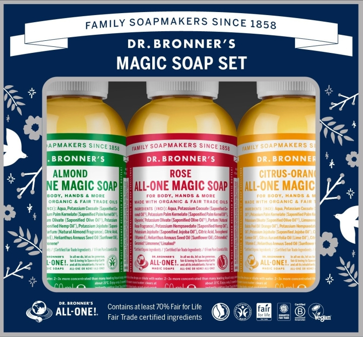 Dr. Bronner\'s - Magische Zeep Giftdoos in de groep BEAUTY & HEALTH / Huidsverzorging / Lichaamsverzorging / Bad- en douchegels bij TP E-commerce Nordic AB (D16862)