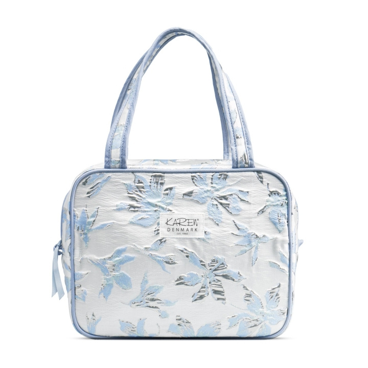 Karen Toilettas met handvat - Blauw brokaat in de groep HUISHOUDEN & TUIN / Badkamer / Toilettassen bij TP E-commerce Nordic AB (D16904)